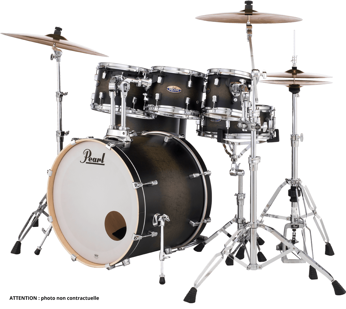 Pearl Decade Maple Stage 22 Satin Black Burst - Satin Black Burst - Rock drumstel - Variation 1