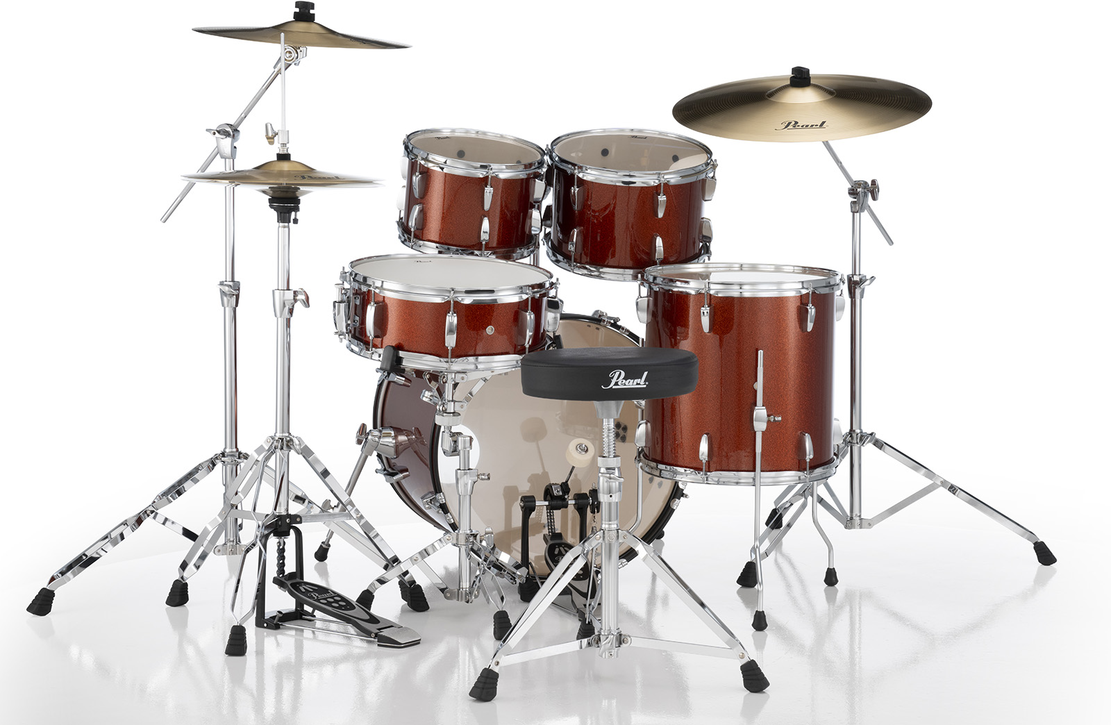 Pearl Roadshow Plus Rock 22'' + Pack Sabian Solar 3 Cymbales - 5 FÛts - Burnt Orange Sparkle - Rock drumstel - Variation 5