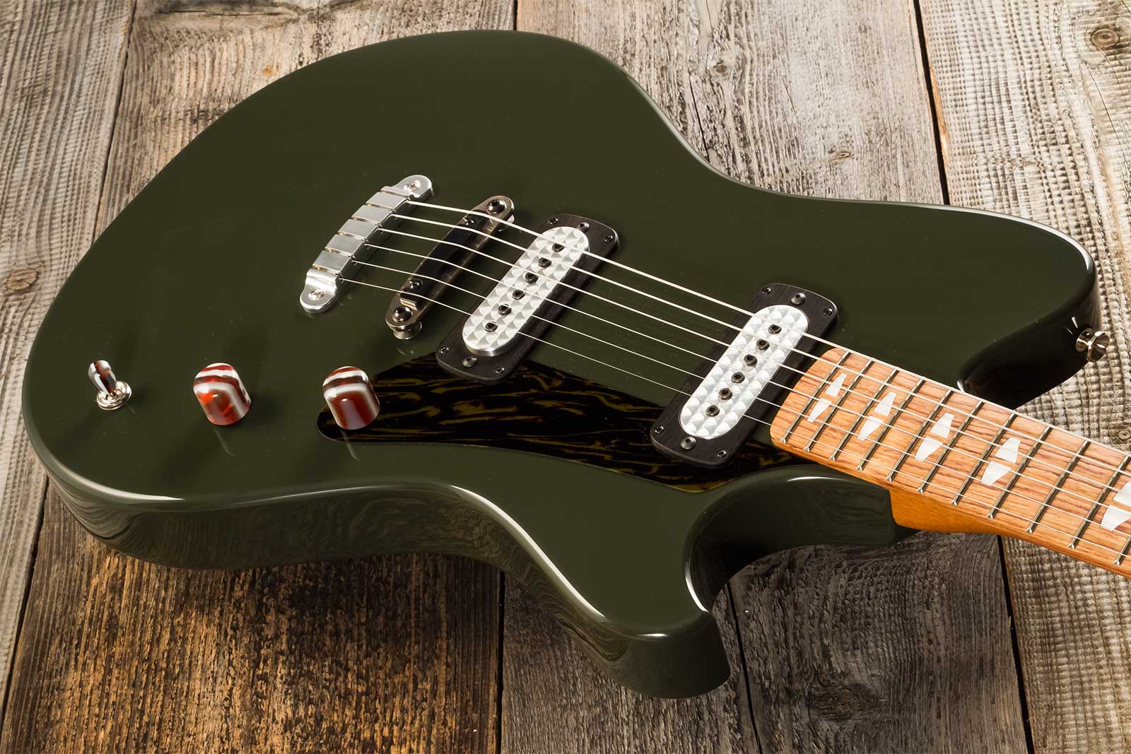 Powers Electric A-type 2s Ff42 Ht Mn #a494 - Black Olive - Retro-rock elektrische gitaar - Variation 2