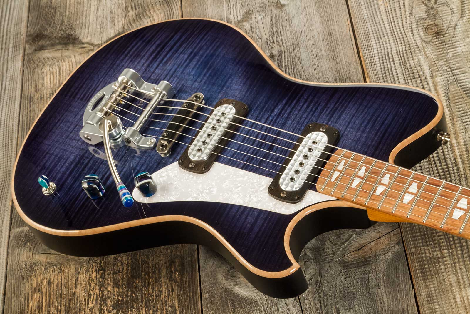 Powers Electric A-type 2s Ff42 Trem Mn #a486 - Twilight Blue - Retro-rock elektrische gitaar - Variation 2