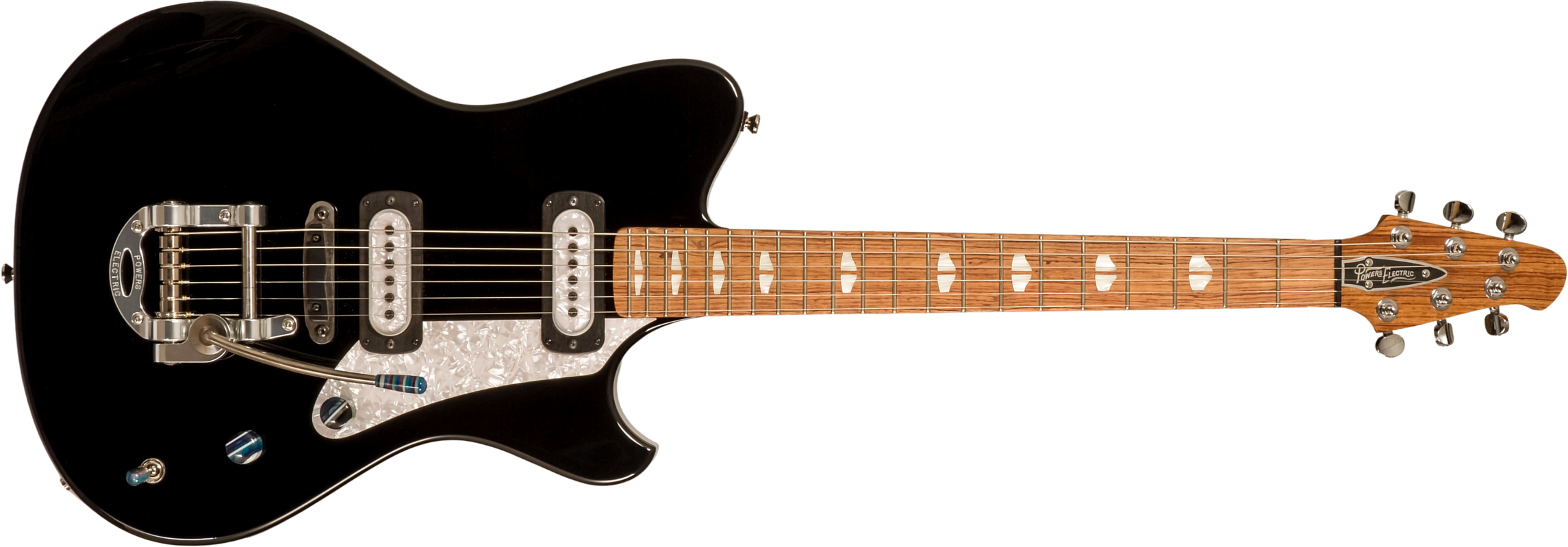 Powers Electric A-type Pf42 Vibrato 2s Trem Rw #a697 - Jet Black - Retro-rock elektrische gitaar - Main picture