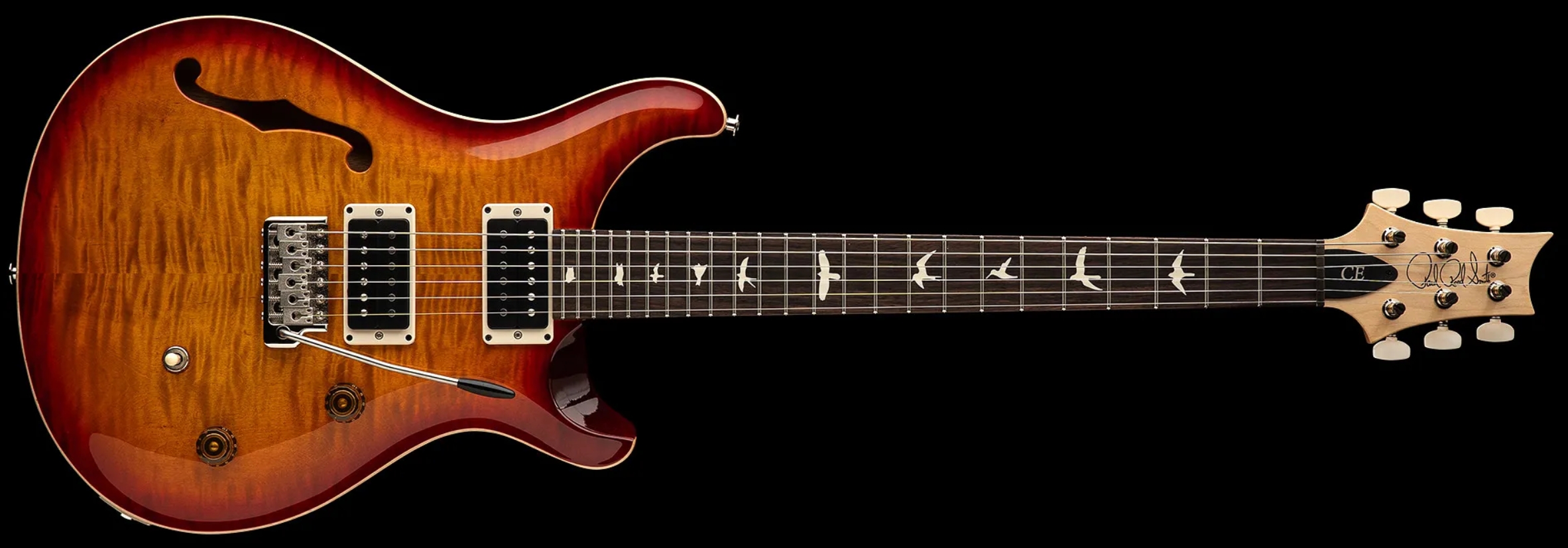 Prs Ce 24 Semi-hollow Bolt-on Usa 2h Trem Rw - Dark Cherry Sunburst - Semi hollow elektriche gitaar - Variation 3