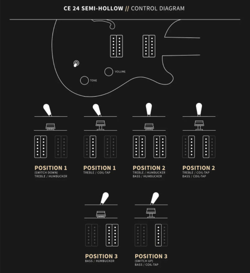 Prs Ce 24 Semi-hollow Bolt-on Usa Hh Trem Rw - Faded Gray Black - Semi hollow elektriche gitaar - Variation 5