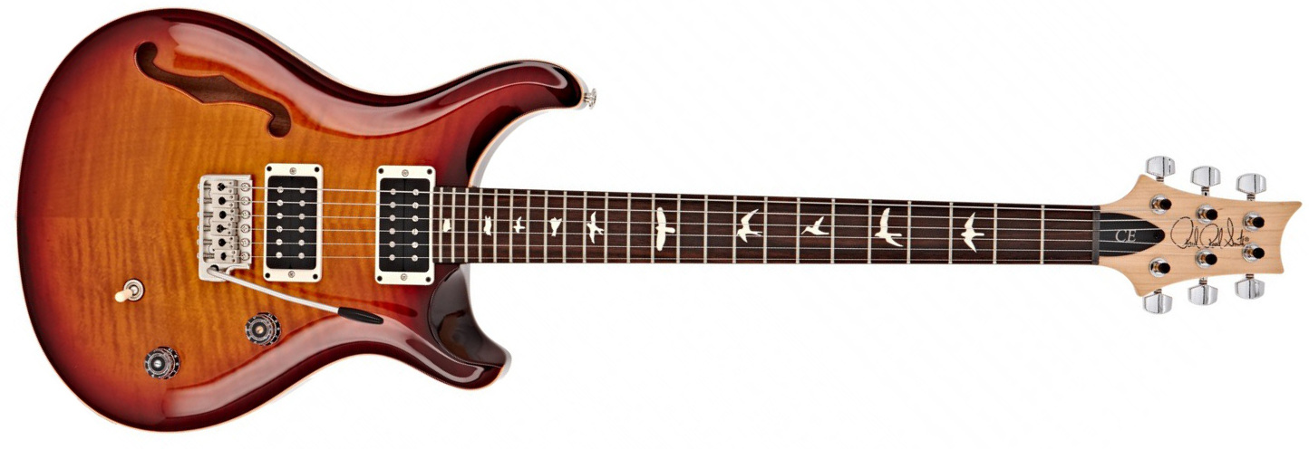 Prs Ce 24 Semi-hollow Bolt-on Usa Hh Trem Rw - Dark Cherry Sunburst - Guitarra eléctrica de doble corte. - Main picture