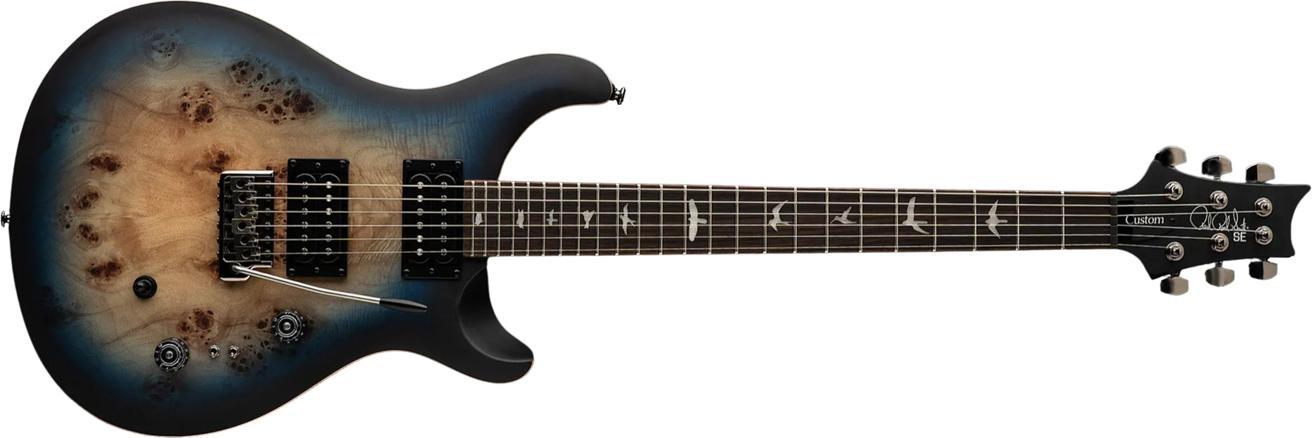 Prs Custom 24-08 Poplar Burl Se Exotic Veneer Trem 2h Rw - Lake Blue Midnight Burst - Guitarra eléctrica de doble corte. - Main picture