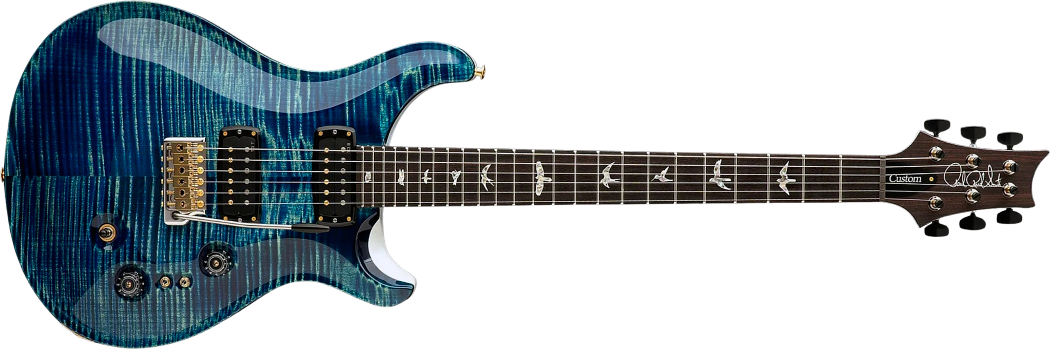 Prs Custom 24-08 Usa 2h Tci Trem Rw - River Blue Pearl - Double cut gitaar - Main picture