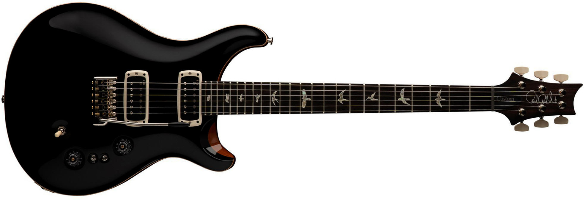 Prs Custom 24-08 Usa 2h Tci Trem Rw - Black Top / Natural Back - Double cut gitaar - Main picture