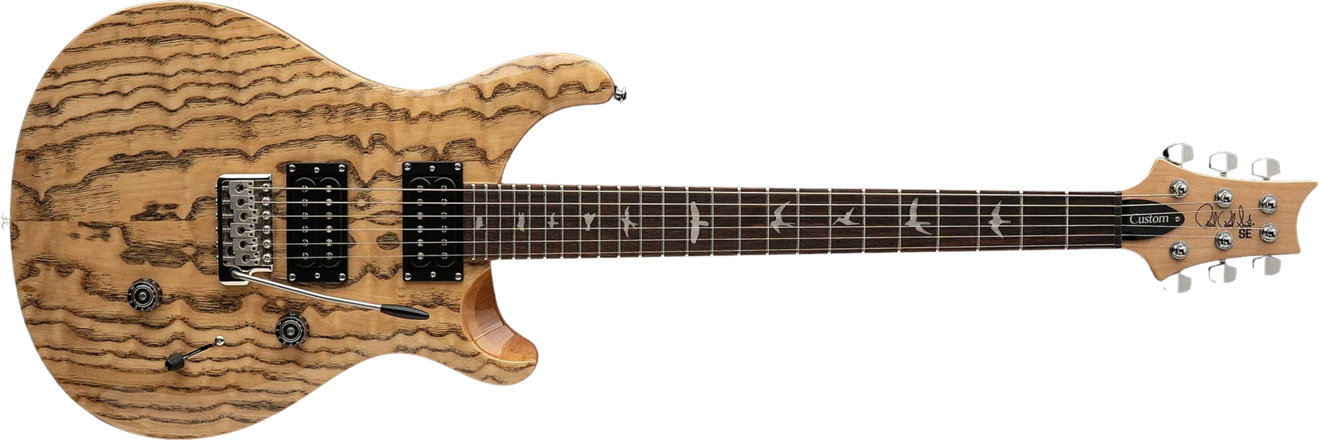 Prs Custom 24 Burled Ash Se Exotic Veneer Trem 2h Rw - Natural - Guitarra eléctrica de doble corte. - Main picture