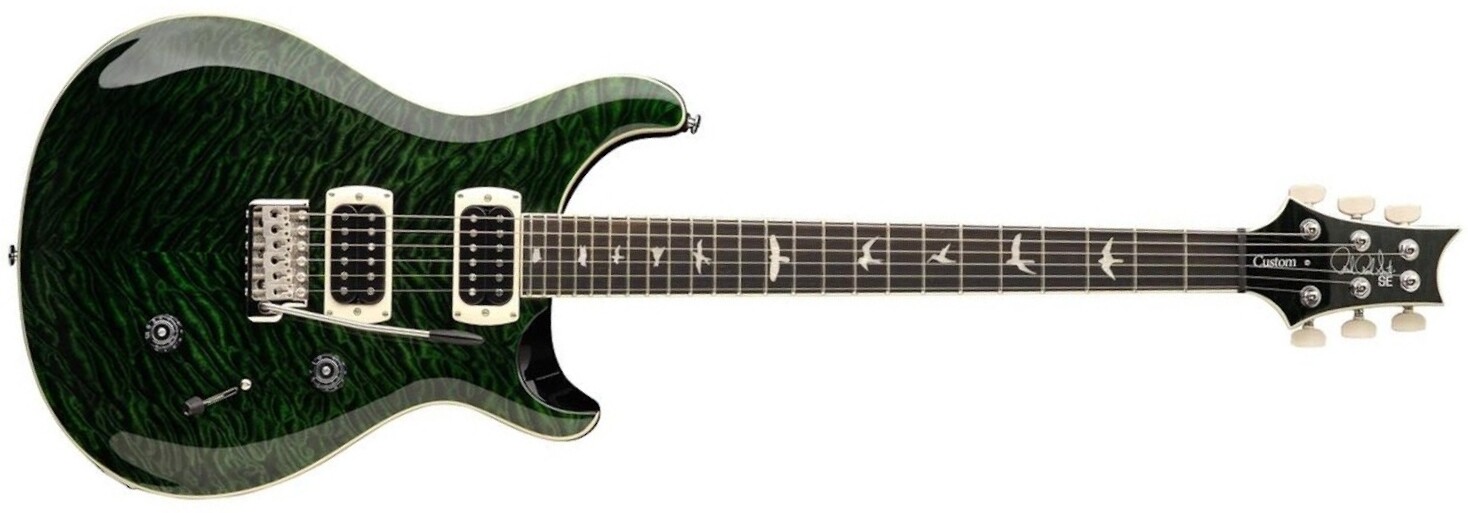 Prs Custom 24 Quilt Se (wing Tuners) 2h Trem Rw - Teal Black - Double cut gitaar - Main picture