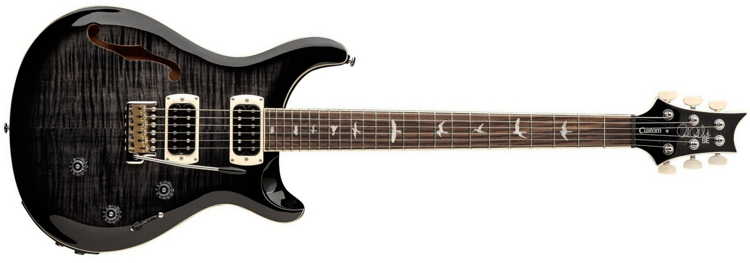 Prs Custom 24 Semi Hollow Piezo Se (wing Tuners) 2h Ht Rw - Charcoal Burst - Semi hollow elektriche gitaar - Main picture