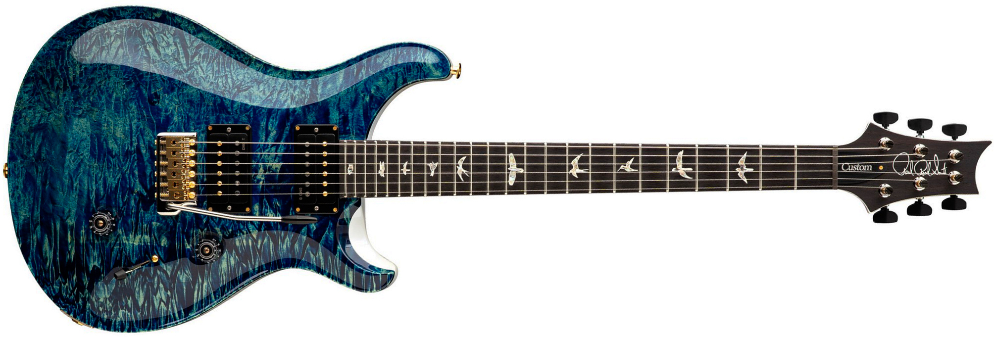 Prs Custom 24 Usa 2h Dmo Trem Rw - River Blue Pearl - Double cut gitaar - Main picture