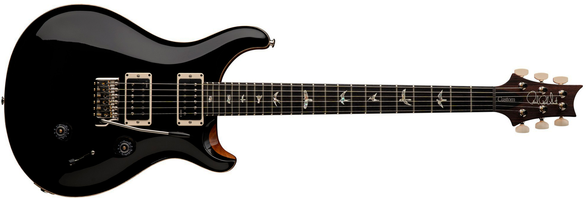 Prs Custom 24 Usa 2h Dmo Trem Rw - Black Top / Natural Back - Double cut gitaar - Main picture