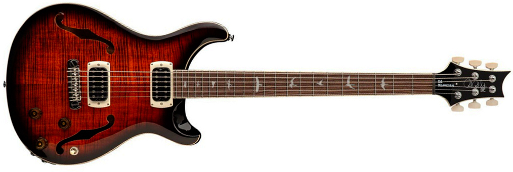 Prs Se Ed Sheeran Hollowbody I Piezo Baritone Signature Baryton 2h Ht Rw - Orange Tiger Smokeburst - Bariton elektrische gitaar - Main picture