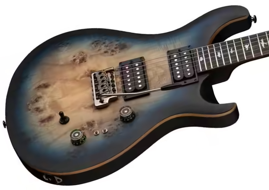 Prs Custom 24-08 Poplar Burl Se Exotic Veneer Trem 2h Rw - Lake Blue Midnight Burst - Guitarra eléctrica de doble corte. - Variation 2