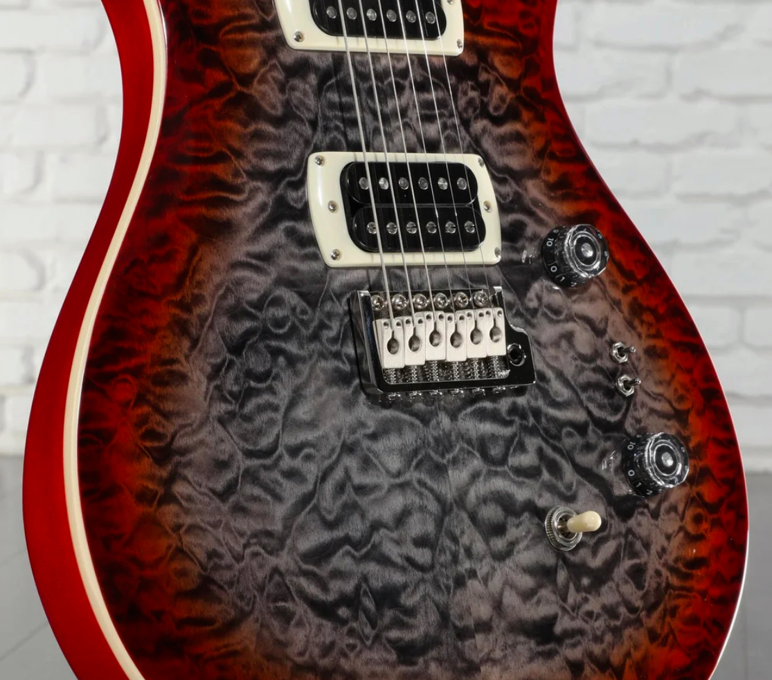 Prs Custom 24-08 Quilt Se (wing Tuners) 2h Trem Rw - Charcoal Cherry Burst - Double cut gitaar - Variation 3