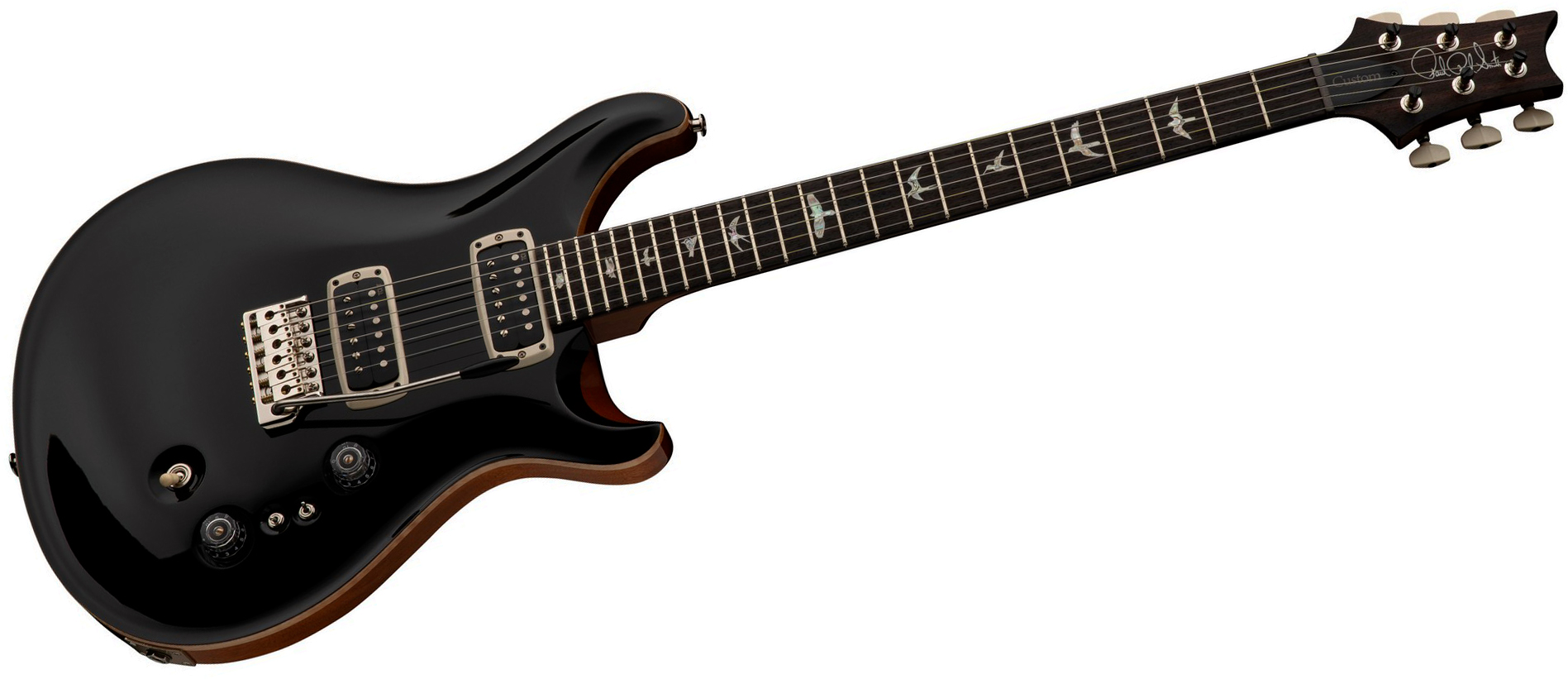 Prs Custom 24-08 Usa 2h Tci Trem Rw - Black Top / Natural Back - Double cut gitaar - Variation 2