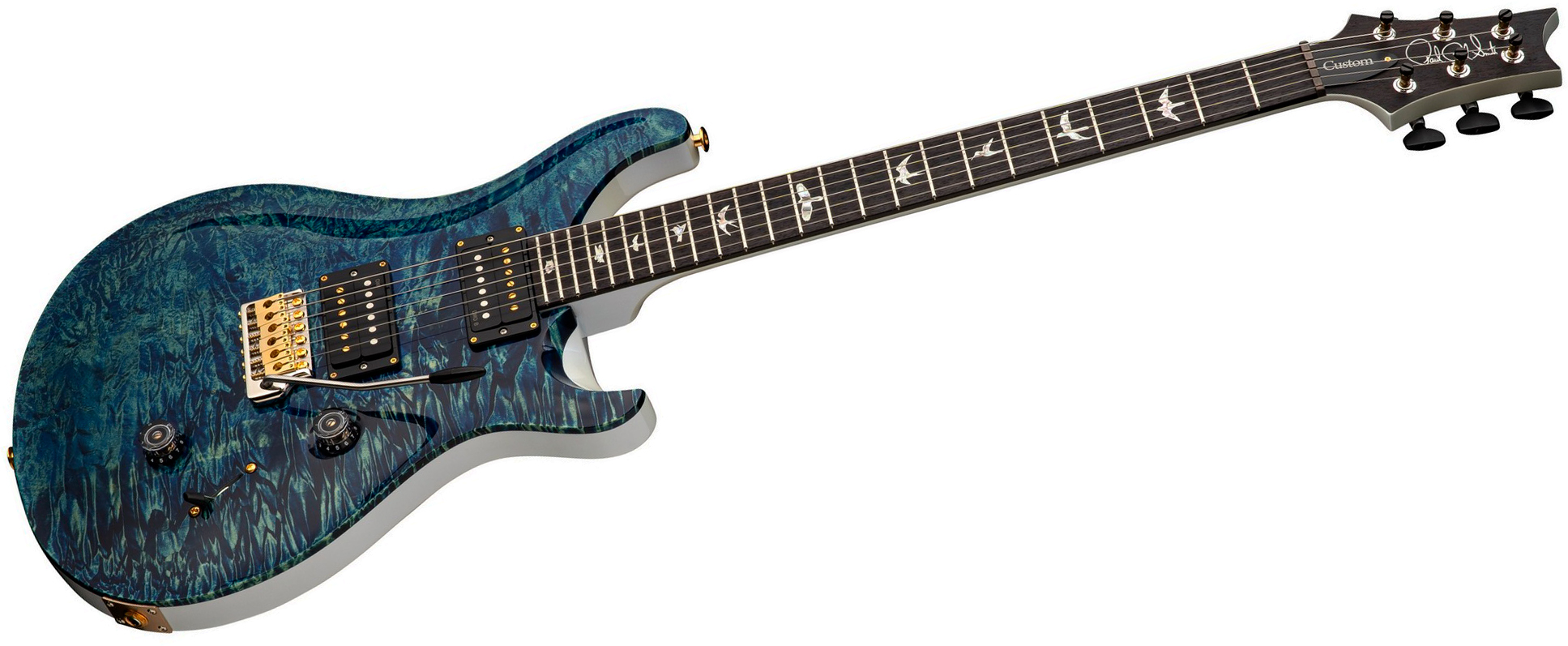 Prs Custom 24 Usa 2h Dmo Trem Rw - River Blue Pearl - Double cut gitaar - Variation 1