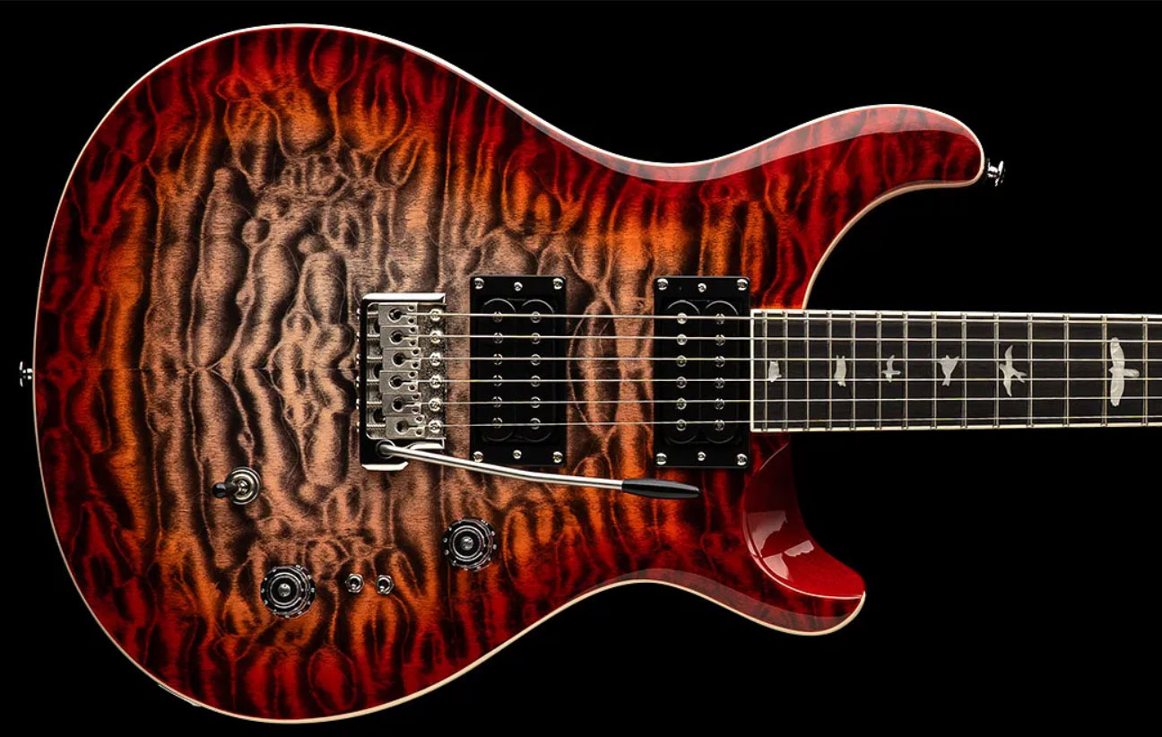 Prs Se Custom 24-08 Quilt 2h Trem Rw - Charcoal Cherry Burst - Guitarra eléctrica de doble corte. - Variation 1