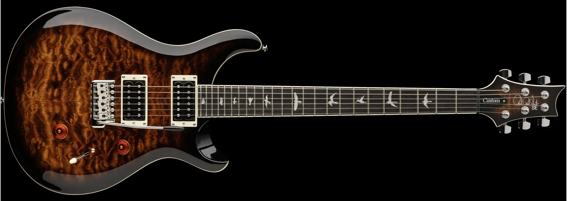 Prs Se Custom 24 Quilt 2h Trem Eb - Black Gold Burst - Guitarra eléctrica de doble corte. - Variation 2