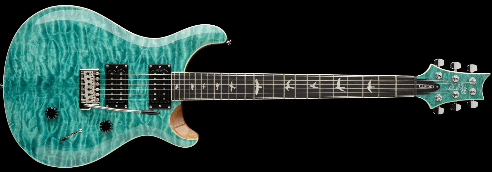 Prs Se Custom 24 Quilt 2h Trem Eb - Turquoise - Guitarra eléctrica de doble corte. - Variation 3