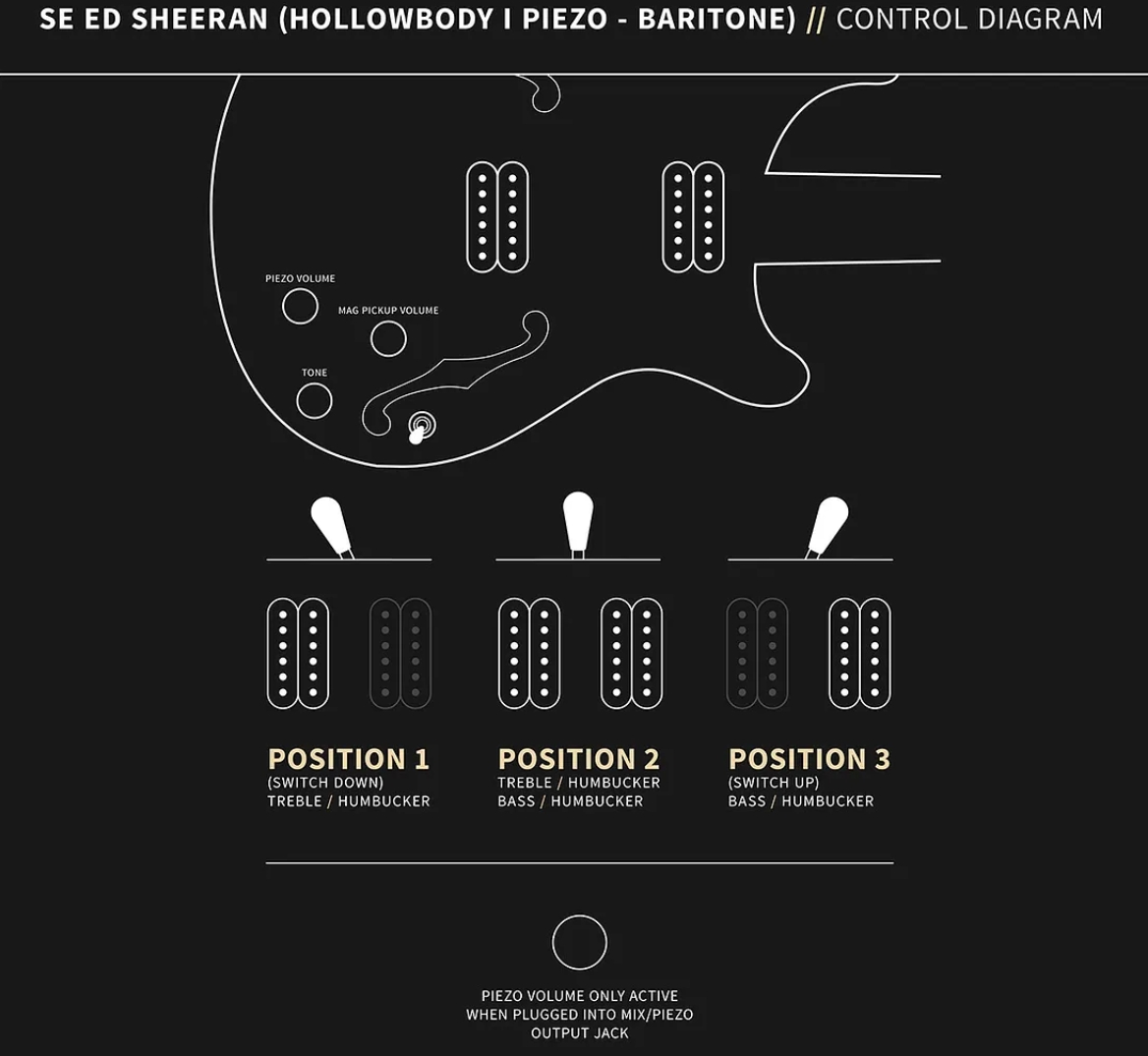 Prs Se Ed Sheeran Hollowbody I Piezo Baritone Signature Baryton 2h Ht Rw - Kaleidoscope - Bariton elektrische gitaar - Variation 4