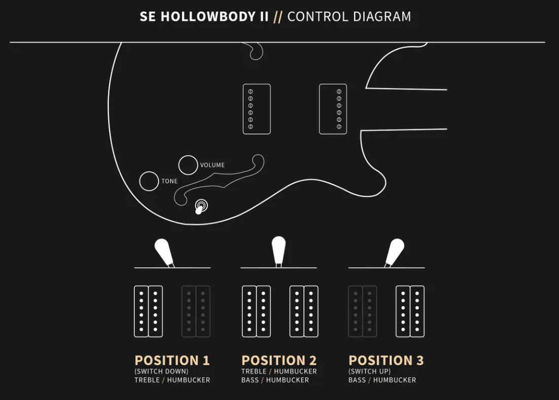 Prs Se Hollow Body Ii Hh Ht Eb - Black Gold Burst - Semi hollow elektriche gitaar - Variation 7