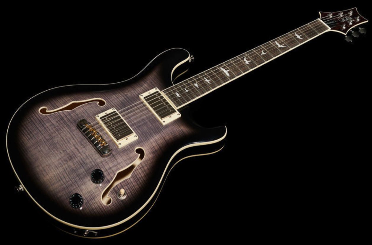 Prs Se Hollowbody Ii 2020 Hh Trem Eb +etui - Charcoal Burst - Semi hollow elektriche gitaar - Variation 1