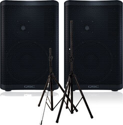 Pa systeem set Qsc 2 x CP8 + XH 6310 Pied Enceinte Paire + Sac