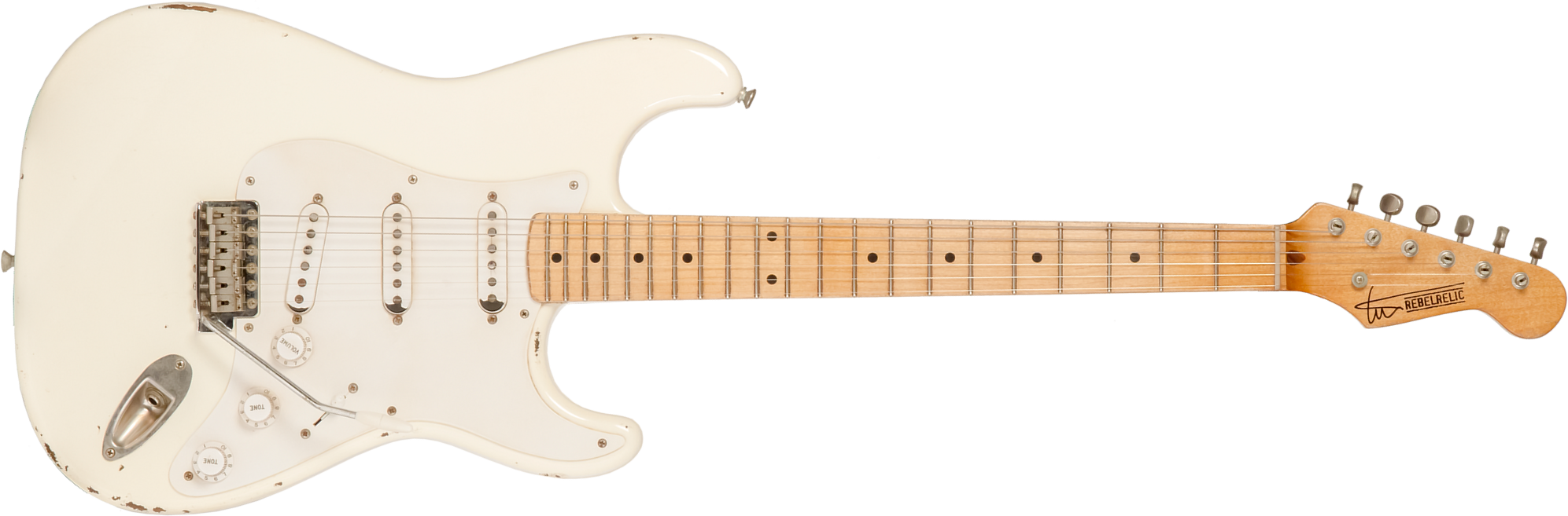 Rebelrelic S-series 1955 3s Trem Mn #231006 - Olympic White - Elektrische gitaar in Str-vorm - Main picture