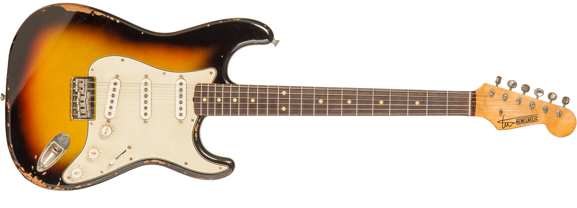 Rebelrelic S-series 1961 Hardtail 3s Ht Rw #231008 - 3-tone Sunburst - Elektrische gitaar in Str-vorm - Main picture