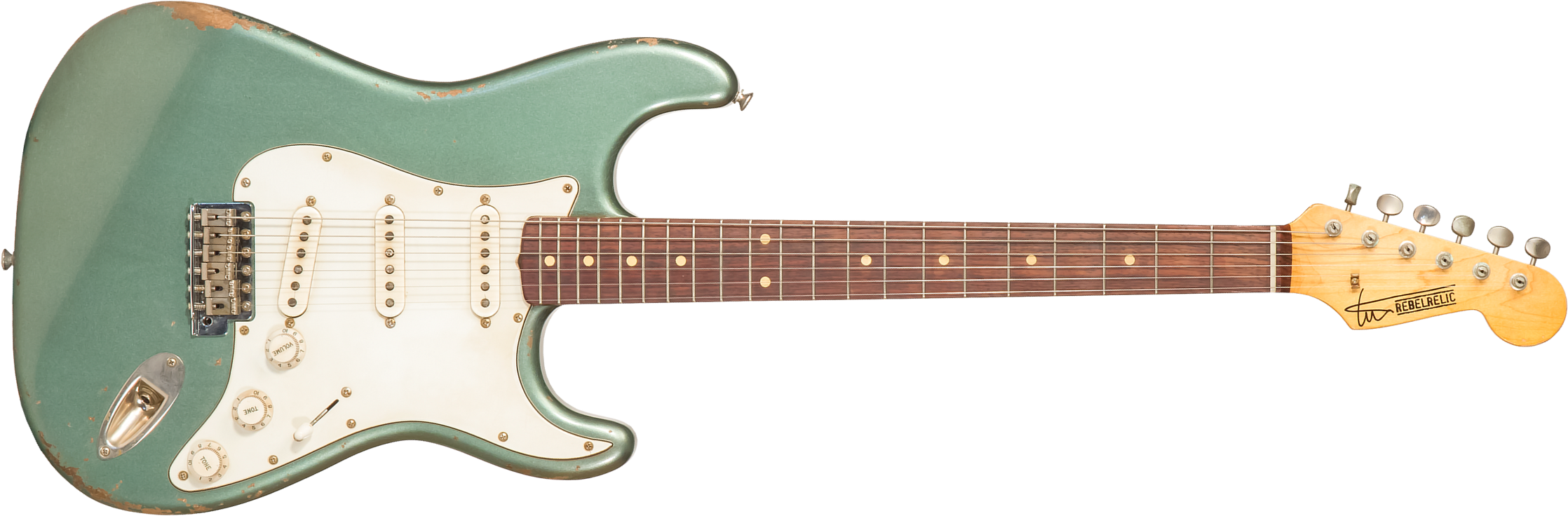 Rebelrelic S-series 62 3s Trem Rw #230203 - Light Aged Sherwood Forest Green - Elektrische gitaar in Str-vorm - Main picture
