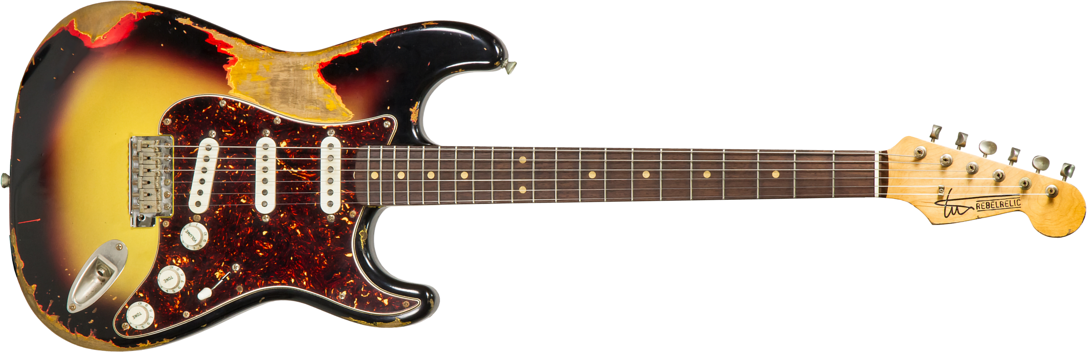 Rebelrelic S-series 62 Rw #62110 - Heavy Aging 3-tone Sunburst - Elektrische gitaar in Str-vorm - Main picture