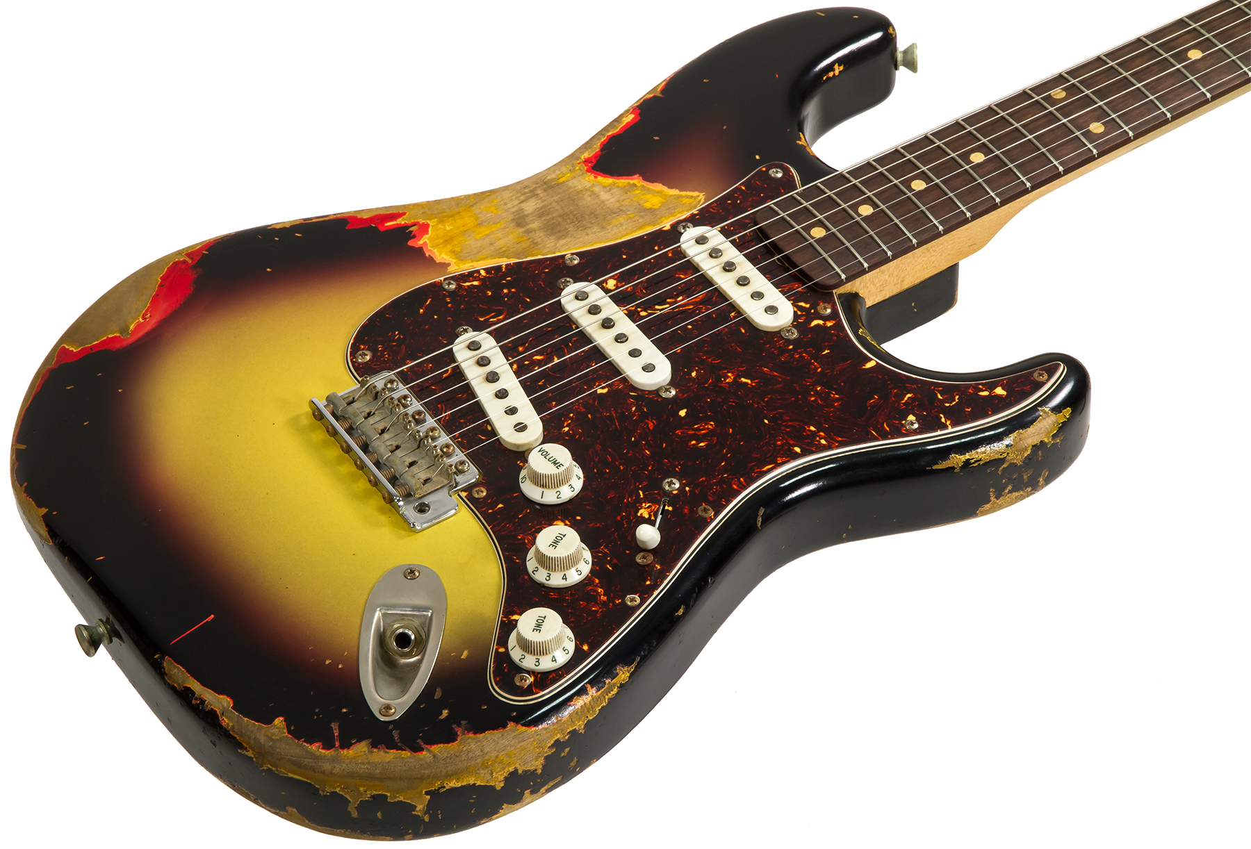 Rebelrelic S-series 62 Rw #62110 - Heavy Aging 3-tone Sunburst - Elektrische gitaar in Str-vorm - Variation 1