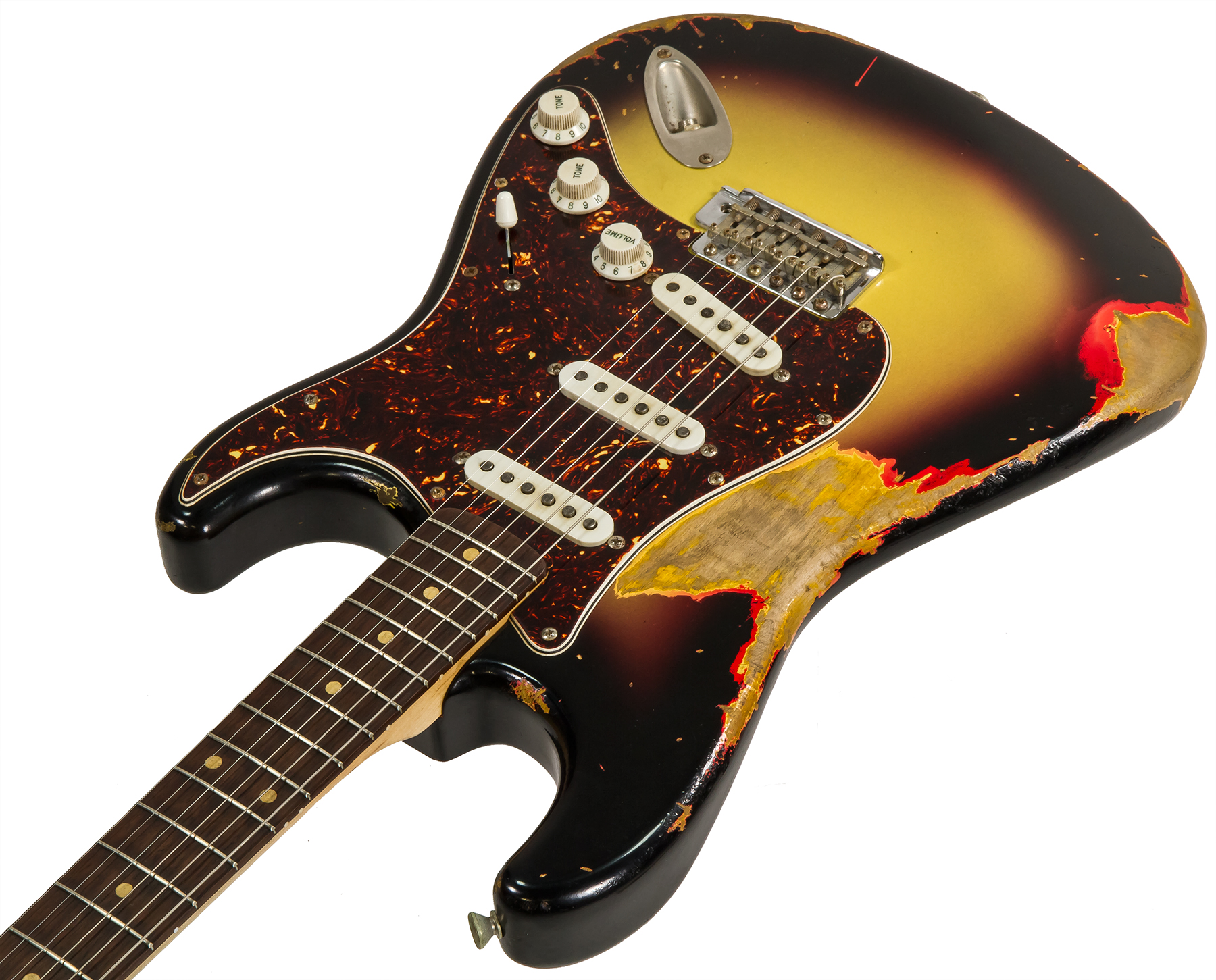 Rebelrelic S-series 62 Rw #62110 - Heavy Aging 3-tone Sunburst - Elektrische gitaar in Str-vorm - Variation 2