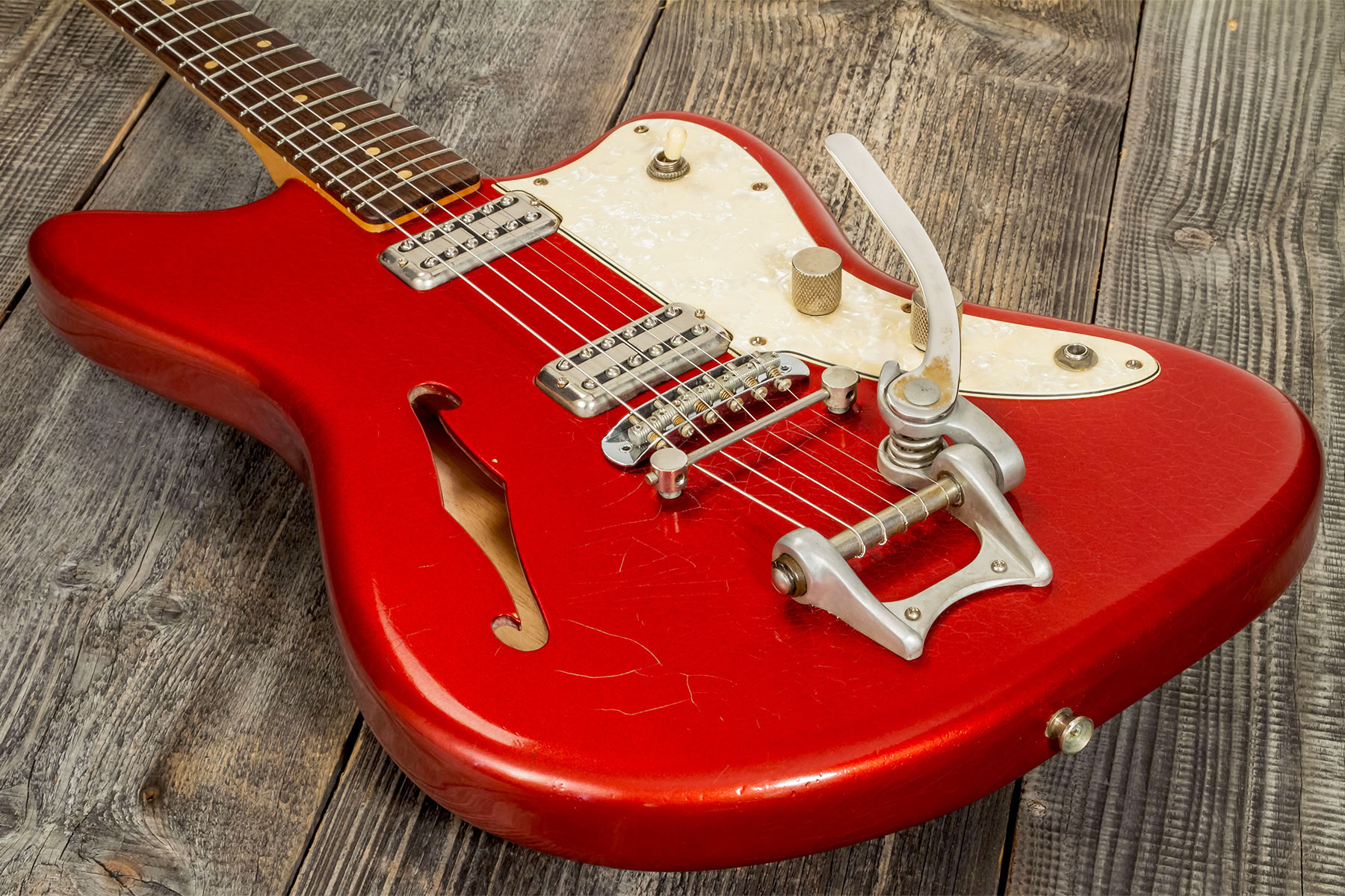Rebelrelic Wrangler 2h Trem Rw #62175 - Light Aged Candy Apple Red - Semi hollow elektriche gitaar - Variation 2