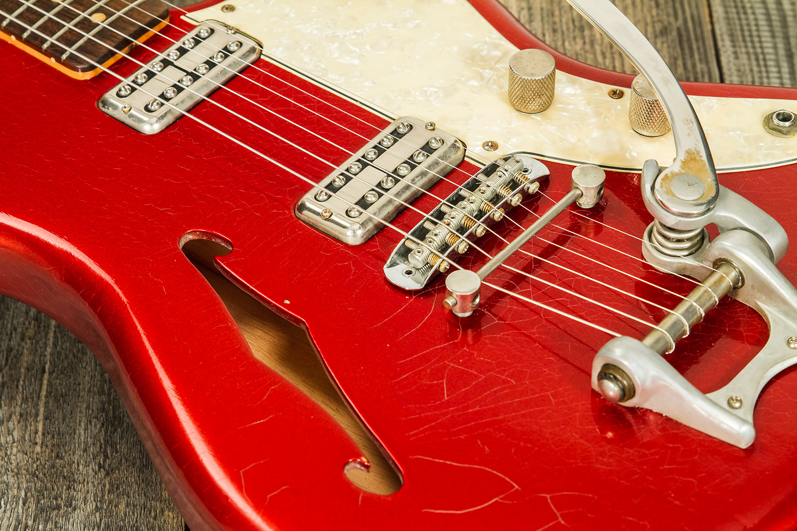 Rebelrelic Wrangler 2h Trem Rw #62175 - Light Aged Candy Apple Red - Semi hollow elektriche gitaar - Variation 4