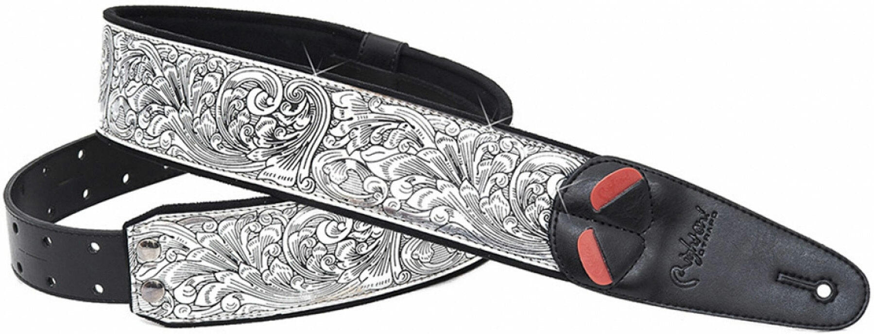 Righton Straps Vegan Mojo Revolver Guitar Strap 2.3inc Silver - Gitaarriem - Main picture