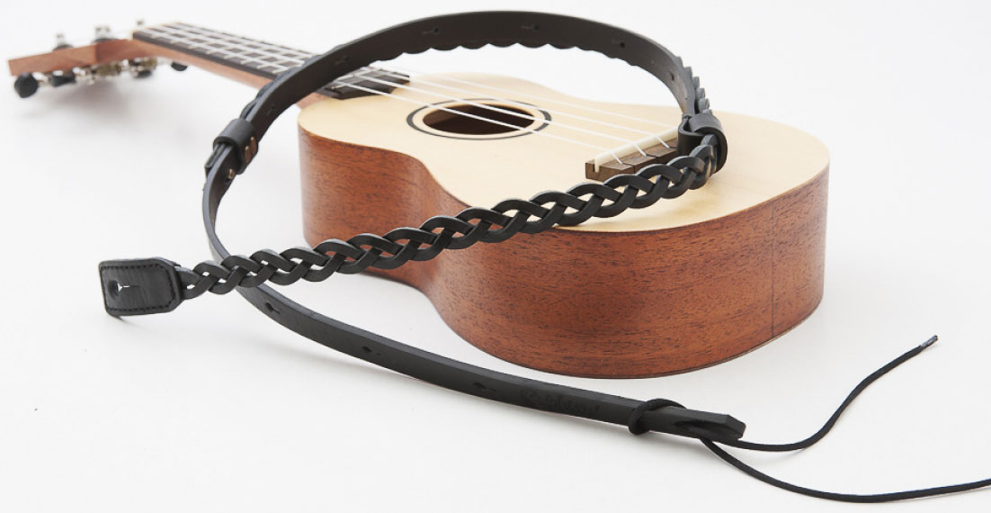 Righton Straps Ukulele Strap Plait Leather Courroie Cuir 0.6inc Black - Toebehoren voor andere snaarinstrumenten - Variation 1