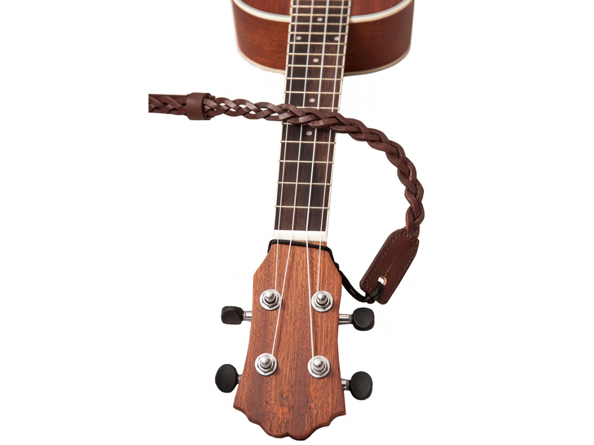 Righton Straps Ukulele Strap Plait Leather Courroie Cuir 0.6inc Black - Toebehoren voor andere snaarinstrumenten - Variation 2