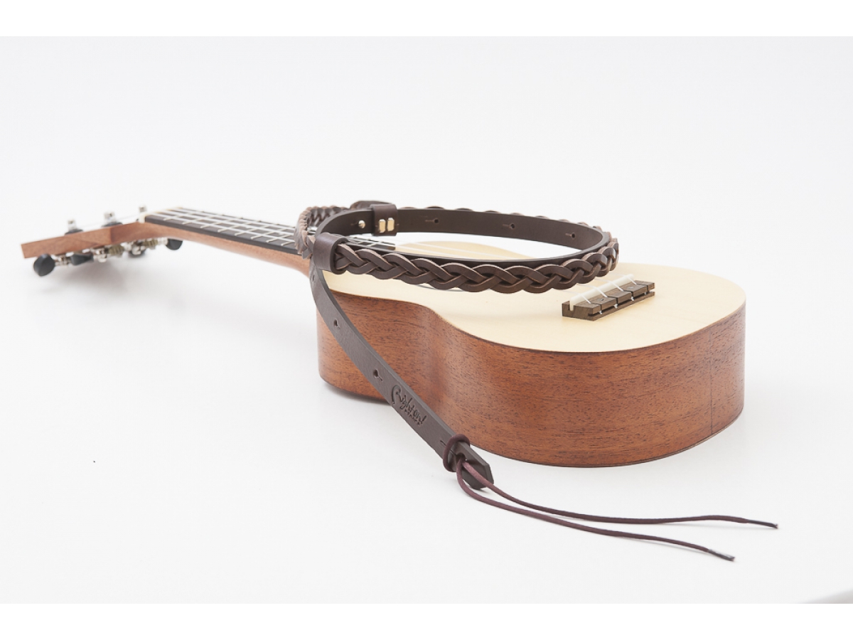 Righton Straps Ukulele Strap Plait Leather Courroie Cuir 0.6inc Brown - Toebehoren voor andere snaarinstrumenten - Variation 4