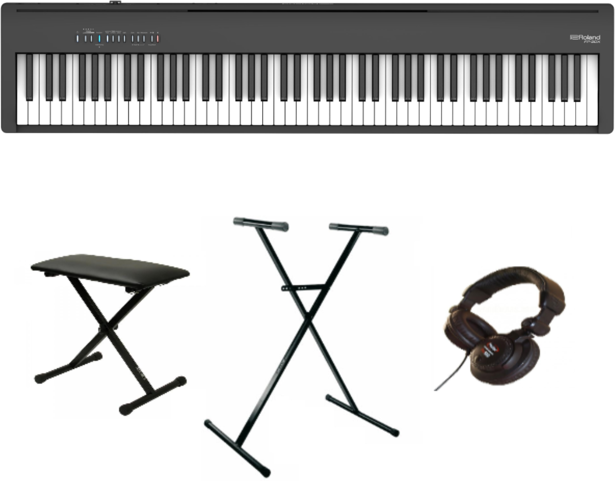 Roland Fp-30x Bk Noir  + Pro580 + Banquette Pliable Metal Noire (xb 6150) + Xp En Kit - Noir - Draagbaar digitale piano - Main picture