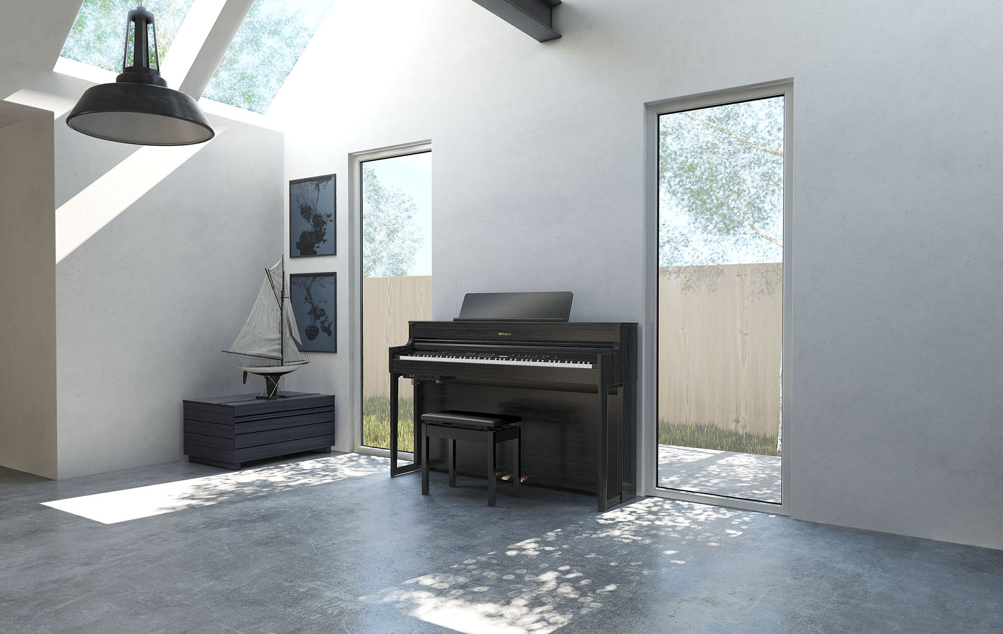 Roland Hp704 Ch - Noir Mat - Digitale piano met meubel - Variation 3