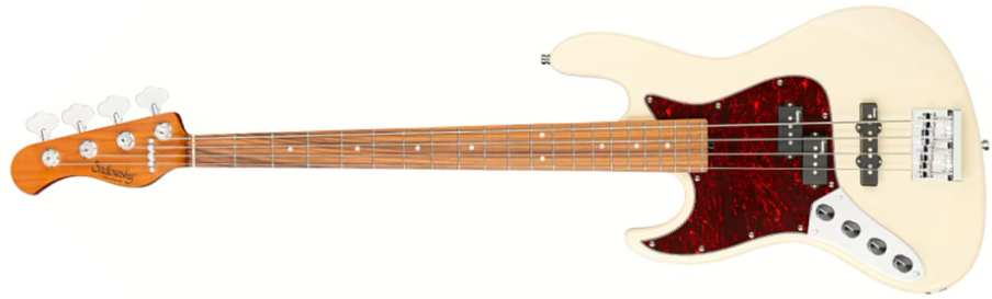 Sadowsky Hybrid Pj Bass 21-fret 4c Lh Metroexpress Gaucher Active Mor - Solid Olympic White - Solid body elektrische bas - Main picture