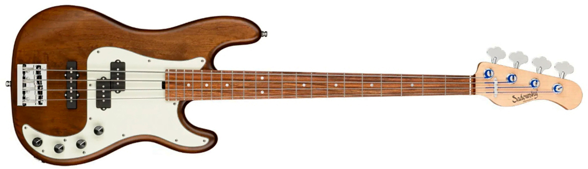 Sadowsky Hybrid Pj Bass 21 Fret Alder 4c Metroline All Active Mor - Antique Tobacco Transparent Satin - Solid body elektrische bas - Main picture