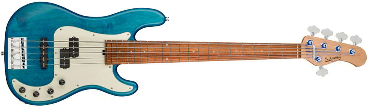 Sadowsky Hybrid Pj Bass 21 Fret Alder 5c Metroline All Active Mor - Ocean Blue Transparent Satin - Solid body elektrische bas - Main picture