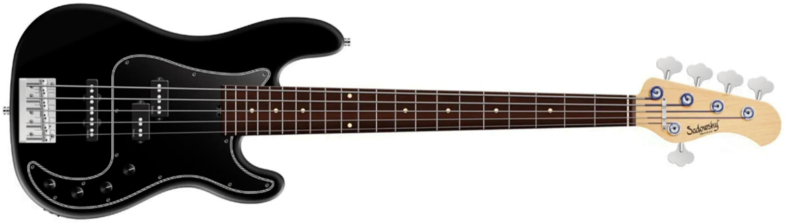 Sadowsky Hybrid Pj Bass 21 Fret Alder 5c Metroline All Active Mor - Solid Black Satin - Solid body elektrische bas - Main picture
