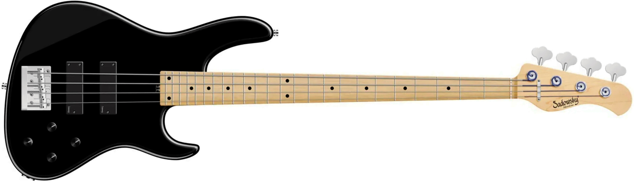 Sadowsky Modern Bass 24 Fret Ash 4c Metroline All Active Mn - Solid Black - Solid body elektrische bas - Main picture