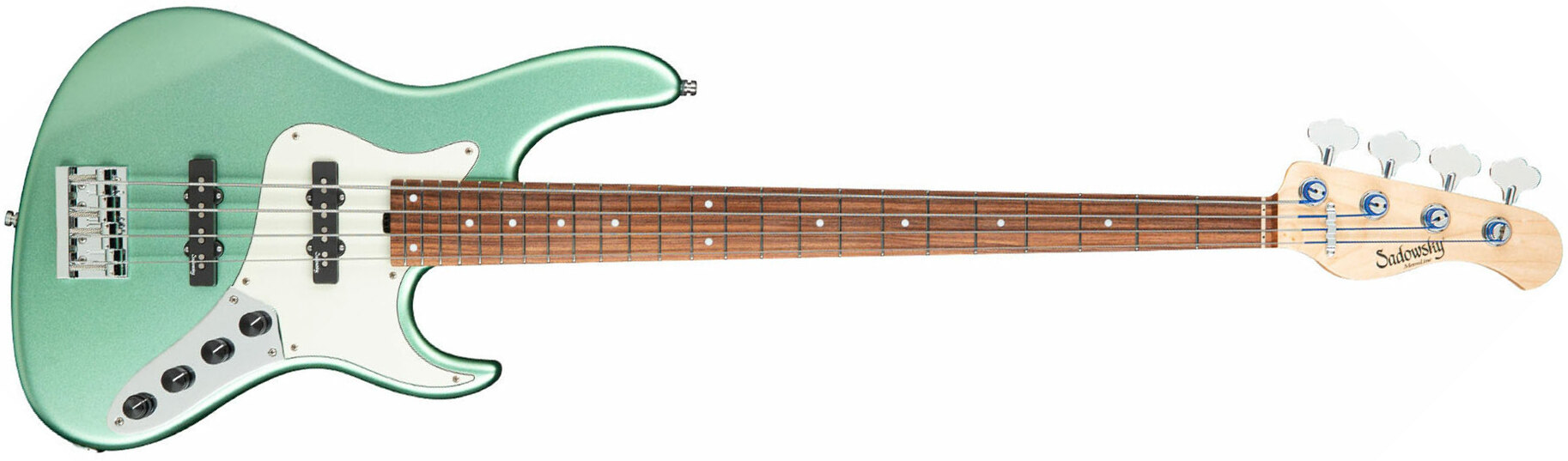 Sadowsky Vintage J/j Bass 24 Fret Alder 4c Metroline All Active Mor - Sage Green Metallic Satin - Solid body elektrische bas - Main picture