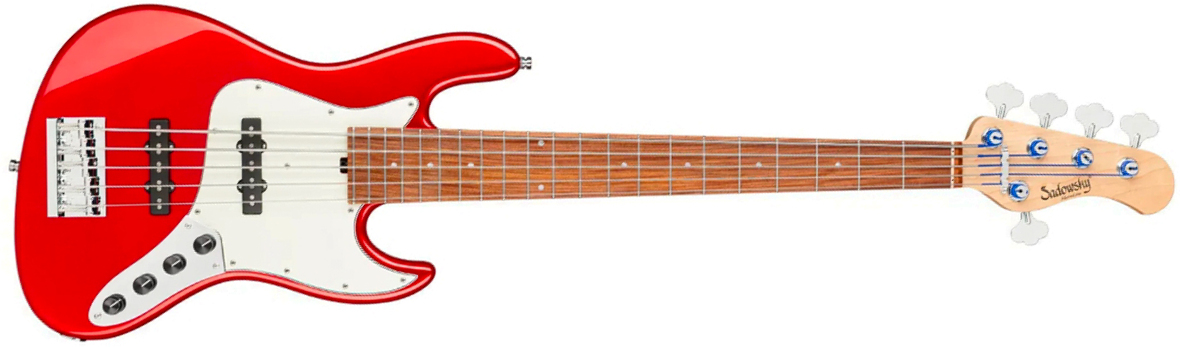 Sadowsky Vintage Jj Bass 21 Fret Alder 5c Metroline All Active Mor - Candy Apple Red Metallic - Solid body elektrische bas - Main picture