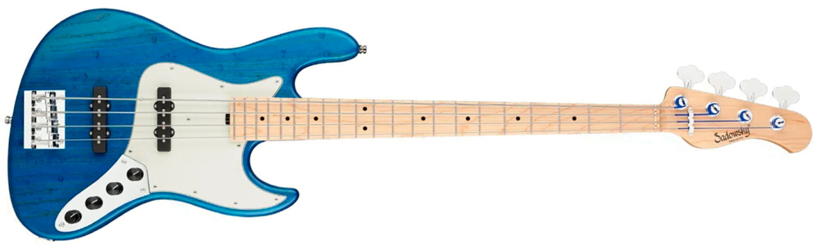 Sadowsky Vintage Jj Bass 21 Fret Ash 4c Metroline All Active Mn - Ocean Blue Transparent Satin - Solid body elektrische bas - Main picture